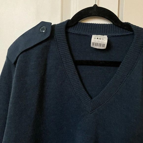 Logistics Military Style Wool Blue Sweater Made in Canada Large - Picture 2 of 6